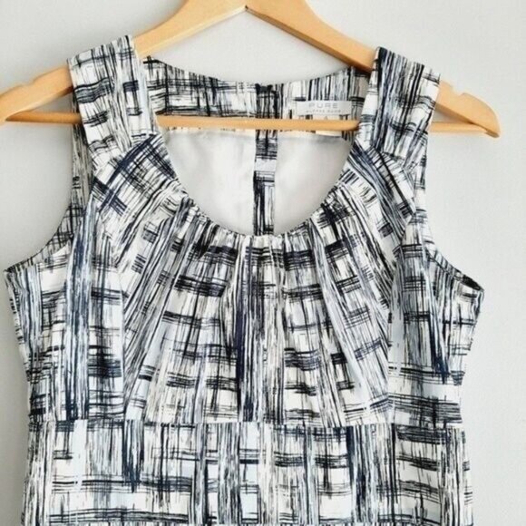ALFRED SUNG Pure Blue & White Sleeveless Sheath Dress Sz 4 - Picture 5 of 15